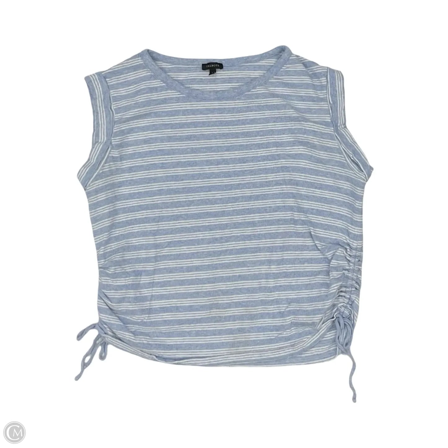 Top Short Sleeve By Talbots In Blue & White, Size: L