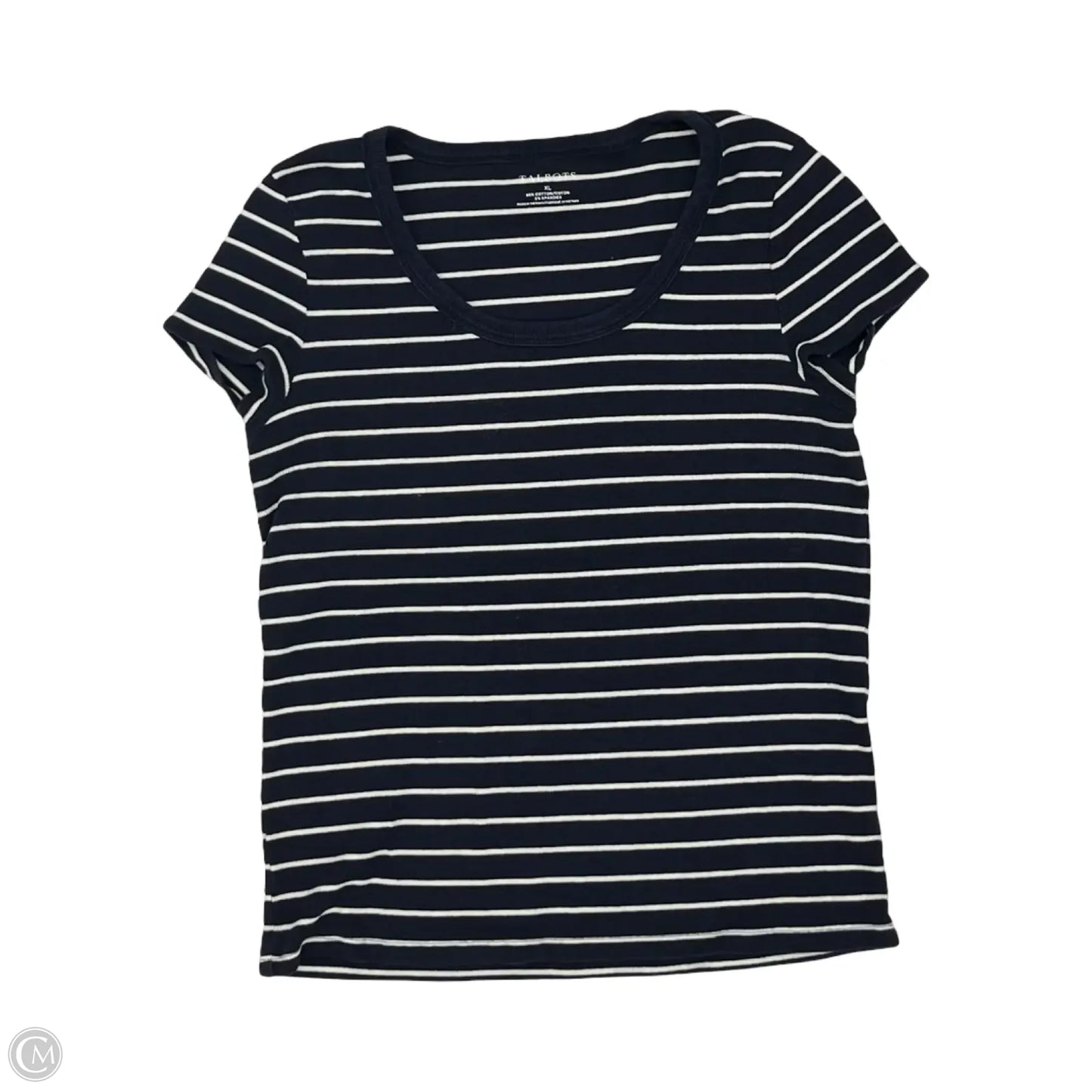 Top Short Sleeve By Talbots In Blue & White, Size: Xl