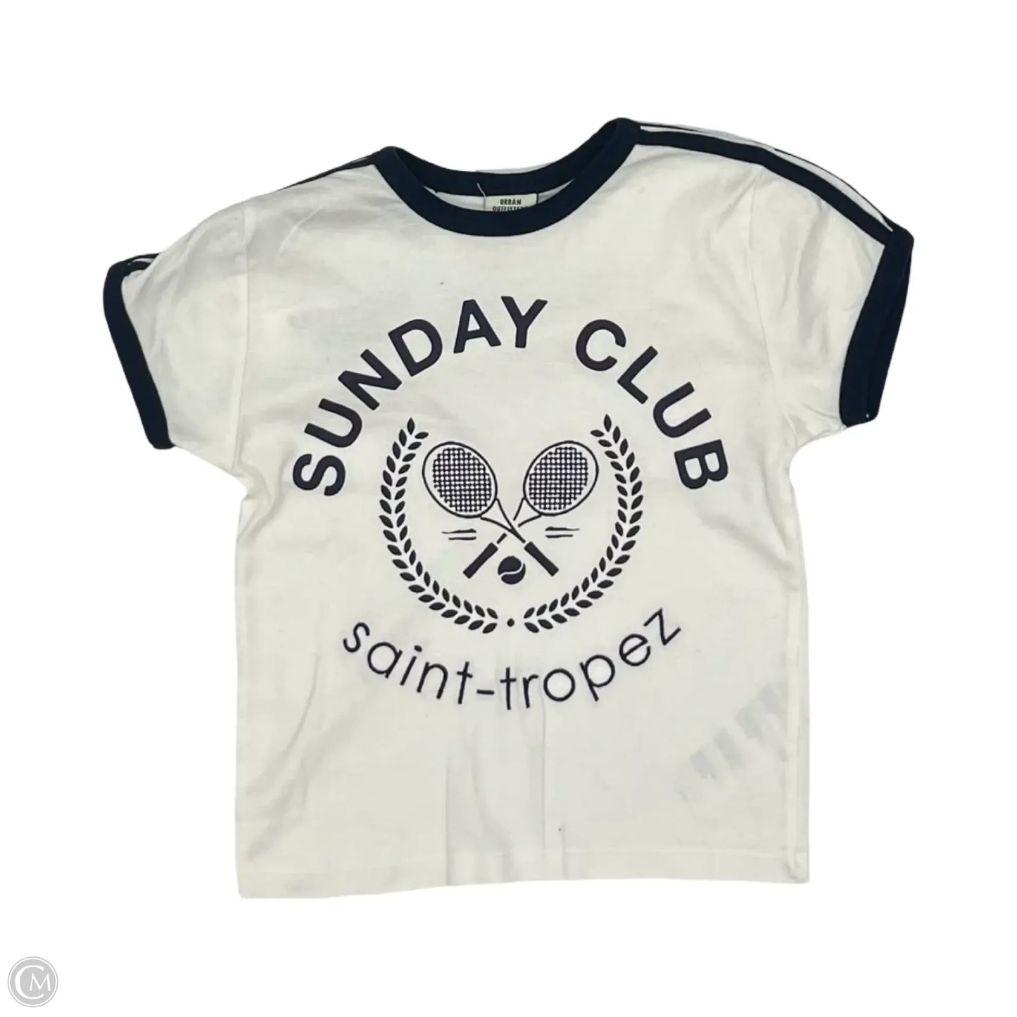 Top Short Sleeve By Urban Outfitters In Blue & White, Size: M