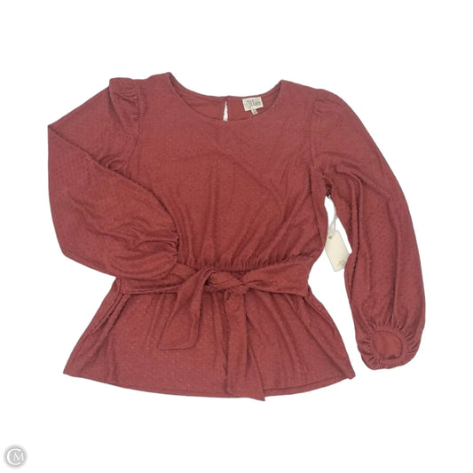Blouse Long Sleeve By Ava James In Pink, Size: L