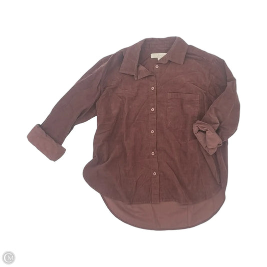 Blouse Long Sleeve By Loft In Brown, Size: S