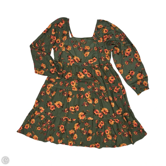Dress Party Short By Time And Tru In Green & Orange, Size: M