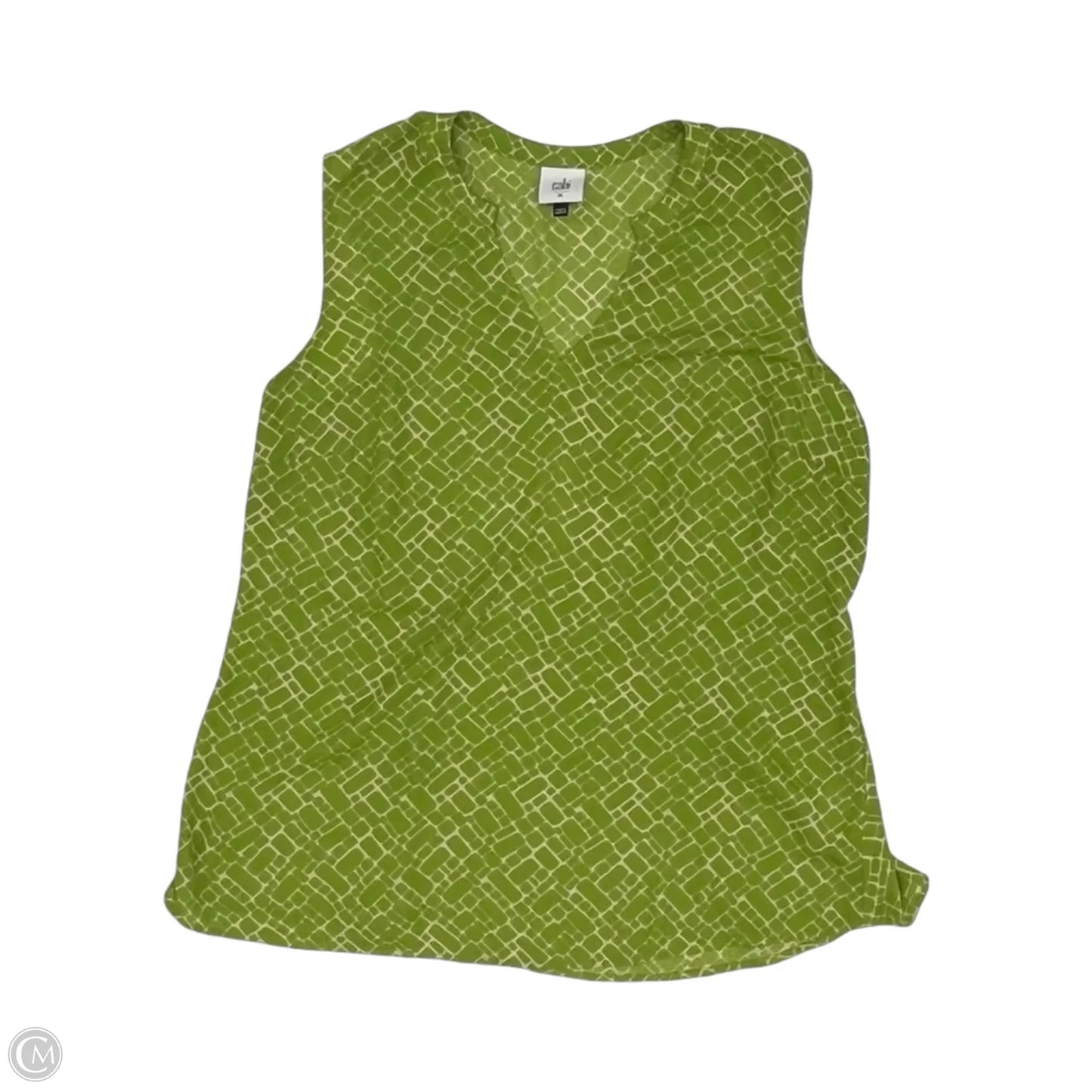 Blouse Sleeveless By Cabi In Cream & Green, Size: M