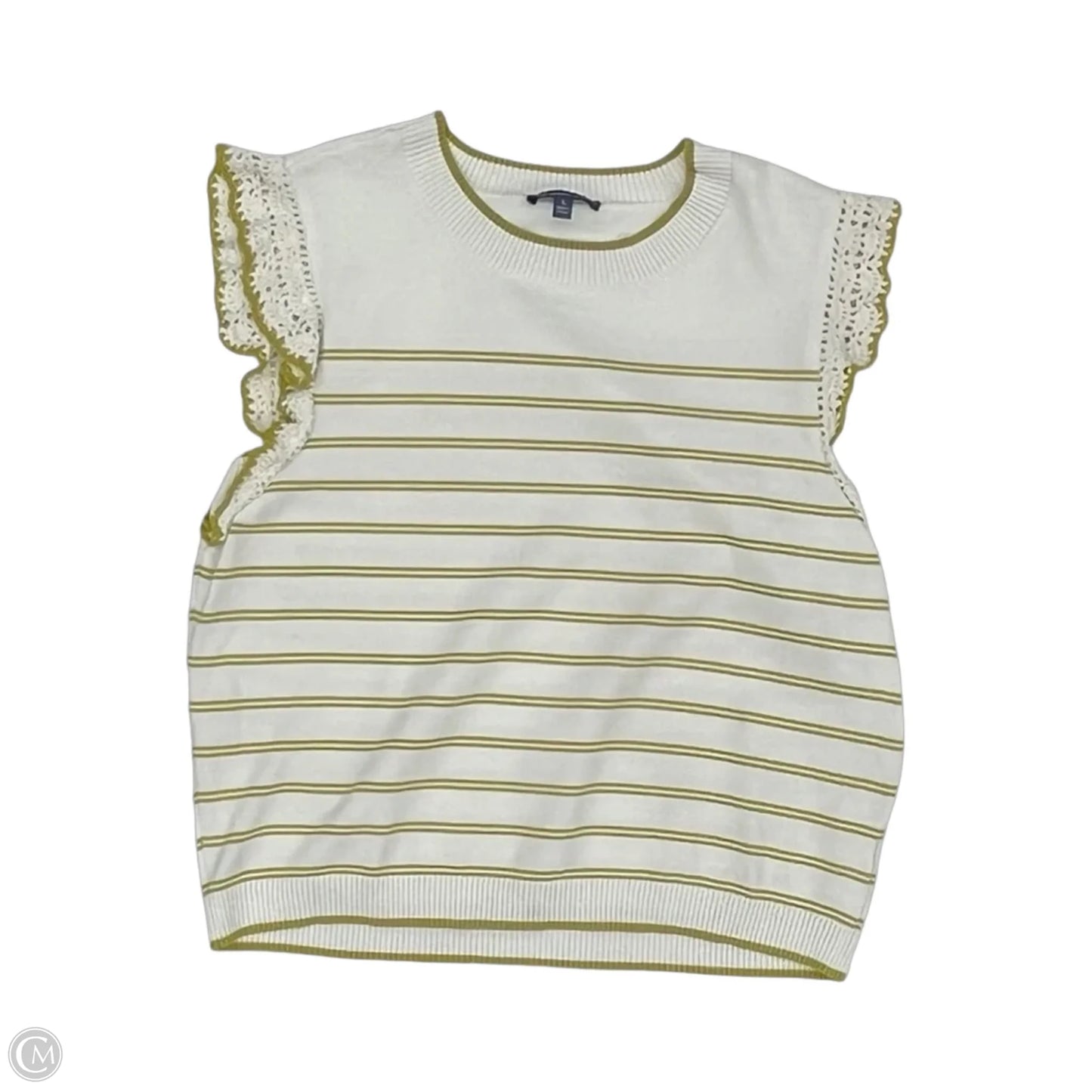 Sweater Short Sleeve By Democracy In Cream & Green, Size: L