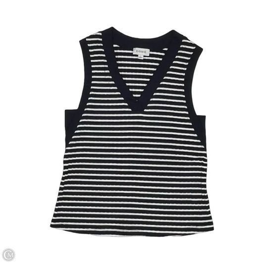 Top Sleeveless By Evereve In Blue & White, Size: L