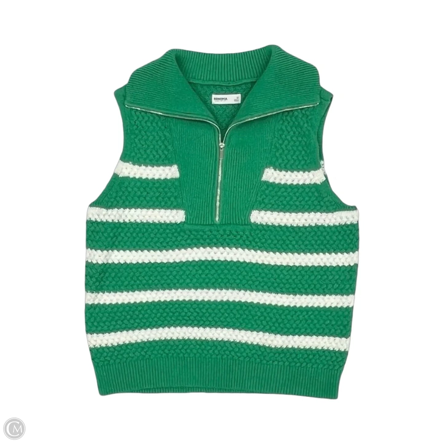Sweater Short Sleeve By Sonoma In Green & White, Size: M