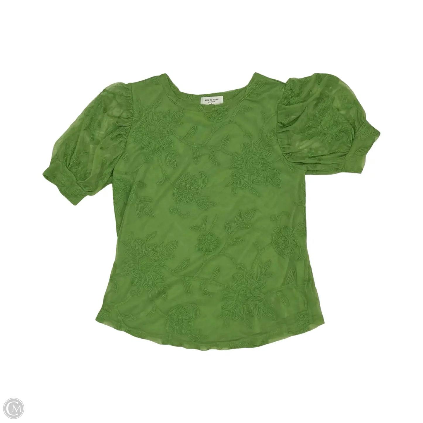 Blouse Short Sleeve By Kim & Cami In Green, Size: M