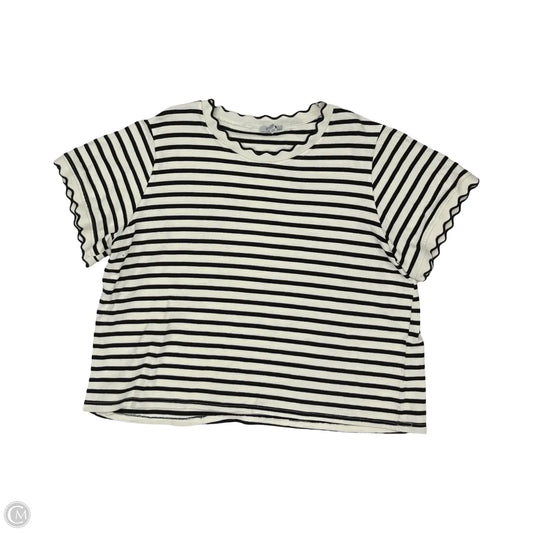 Top Short Sleeve By Polagram In Black & Cream, Size: 3x