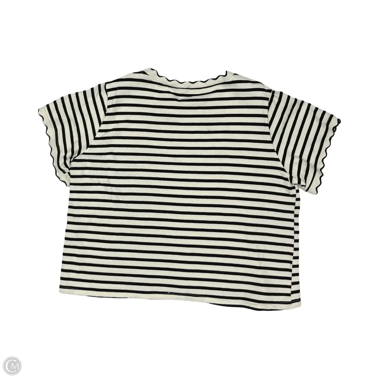 Top Short Sleeve By Polagram In Black & Cream, Size: 3x