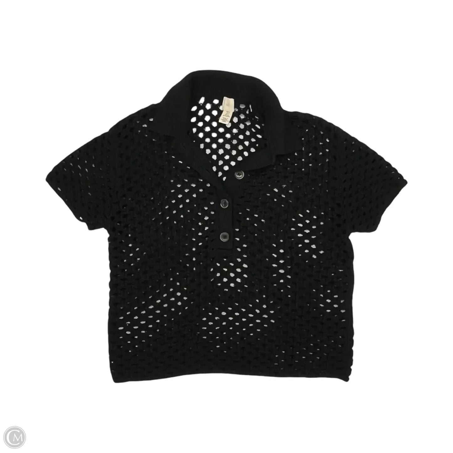 Sweater Short Sleeve By H&m In Black, Size: S