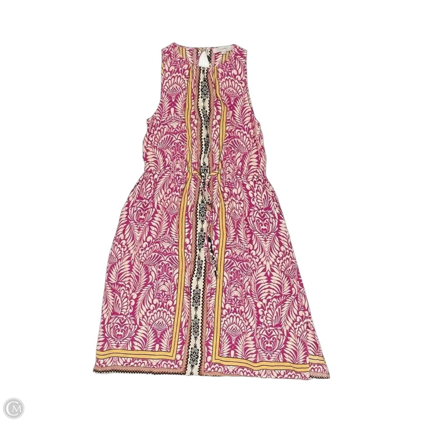 Dress Casual Midi By Loft In Cream & Pink, Size: M