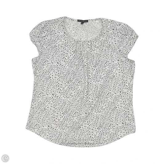 Blouse Short Sleeve By Adrianna Papell In Black & White, Size: M