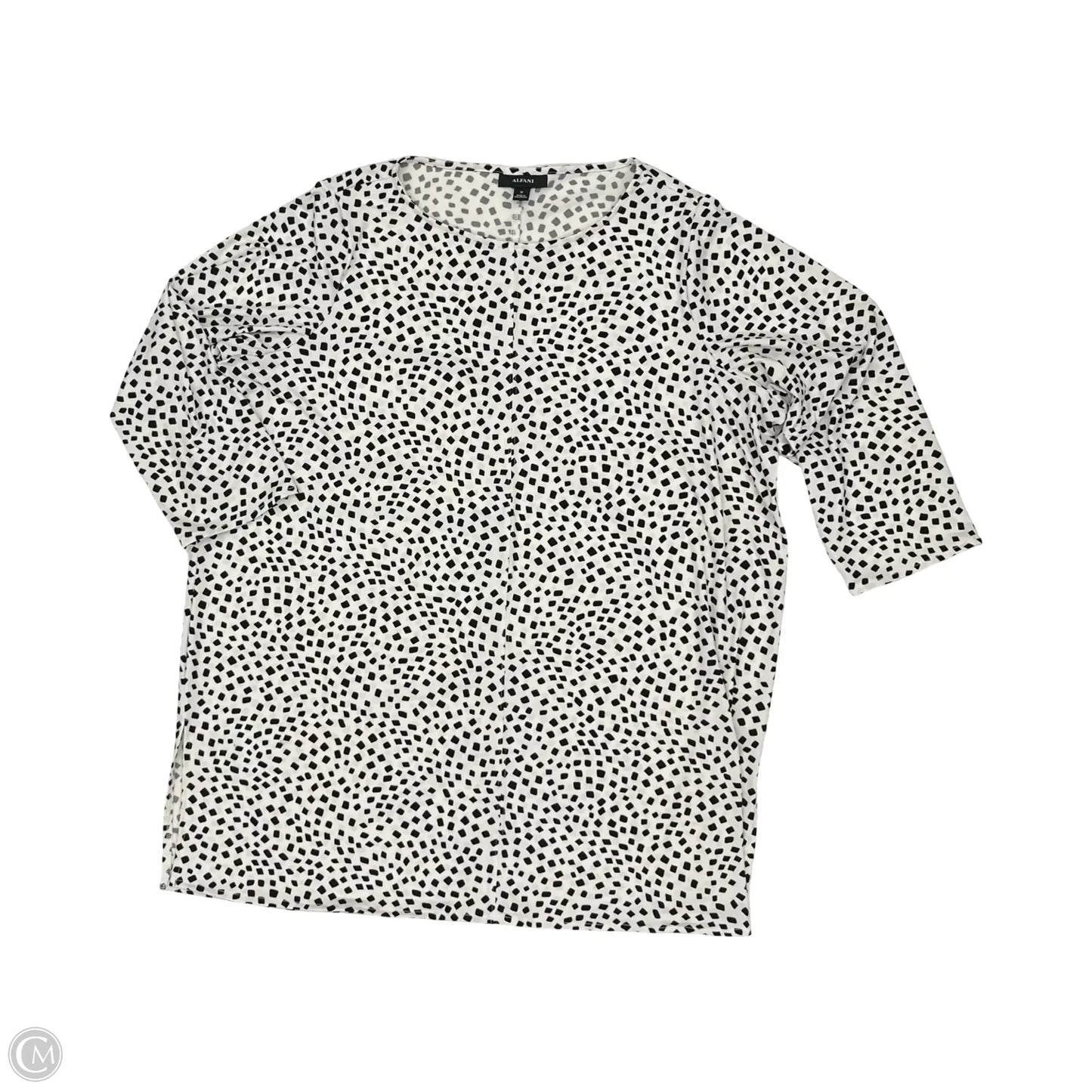 Tunic 3/4 Sleeve By Alfani In Black & White, Size: 1x