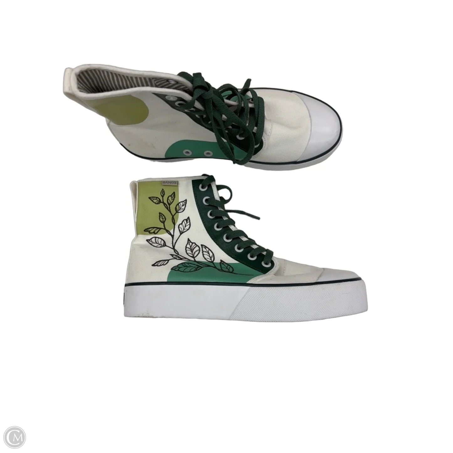 Shoes Sneakers By Clothes Mentor In Green & White, Size: 7.5