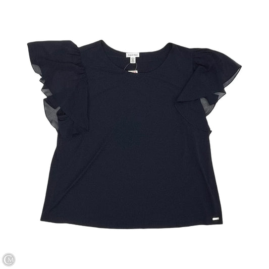 Blouse Short Sleeve By Calvin Klein In Navy, Size: 2x