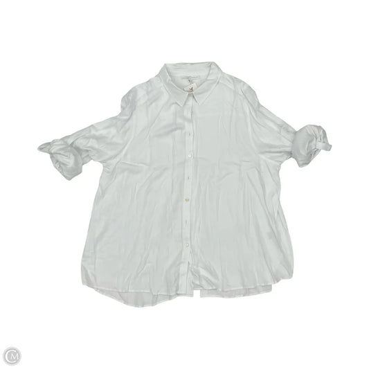 Blouse Long Sleeve By Jane And Delancey In White, Size: 2x