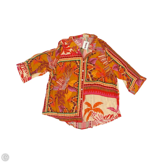 Blouse 3/4 Sleeve By Christian Siriano In Orange, Size: 2x