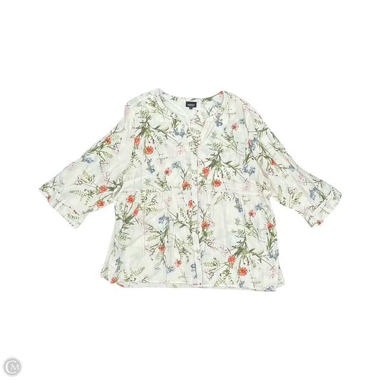 Blouse 3/4 Sleeve By Jones And Co In Floral Print, Size: 2x