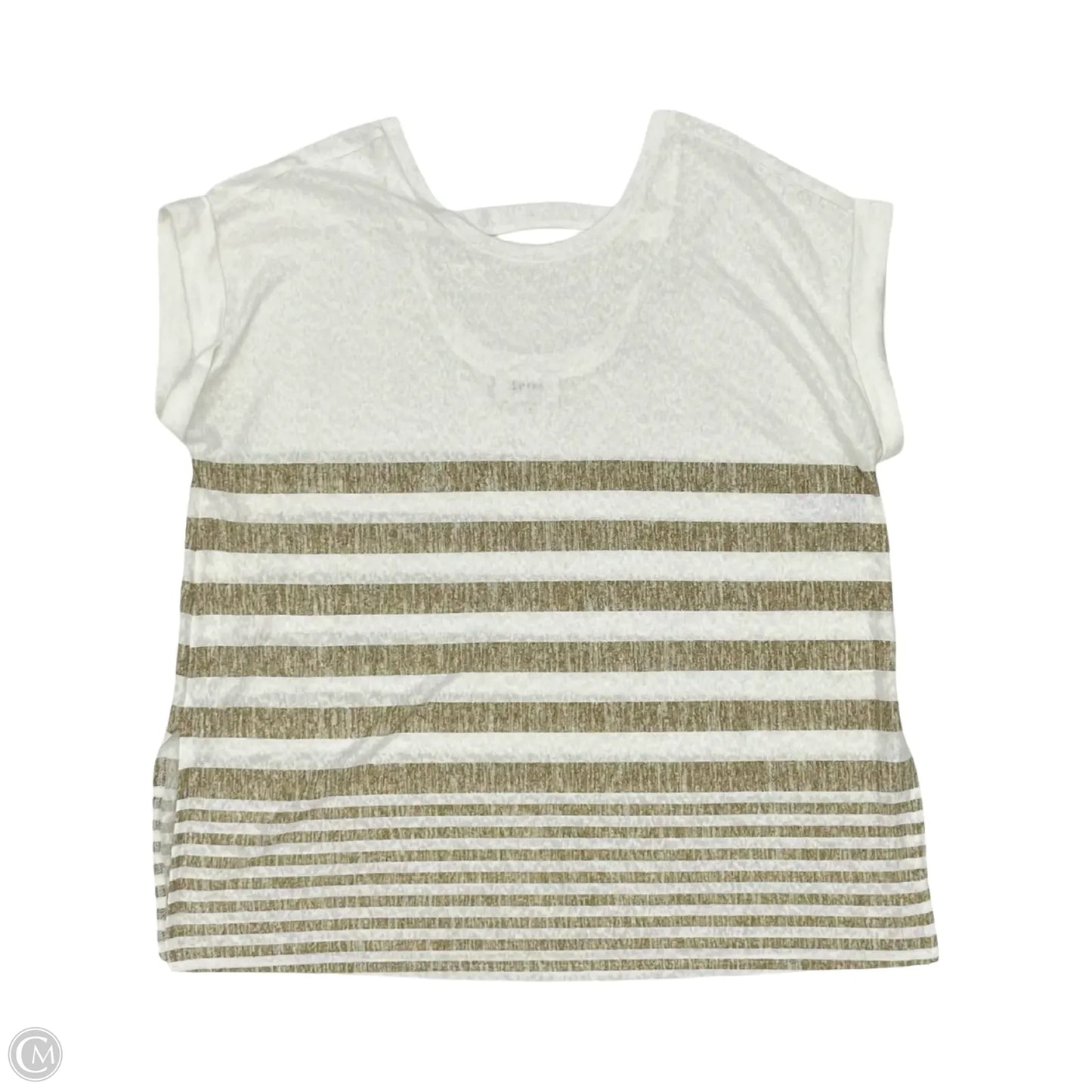 Top Short Sleeve By Clothes Mentor In Tan & White, Size: 1x