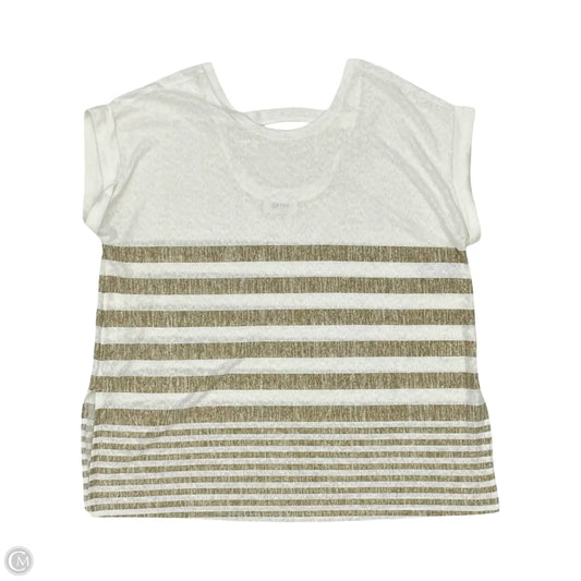 Top Short Sleeve By Clothes Mentor In Tan & White, Size: 1x
