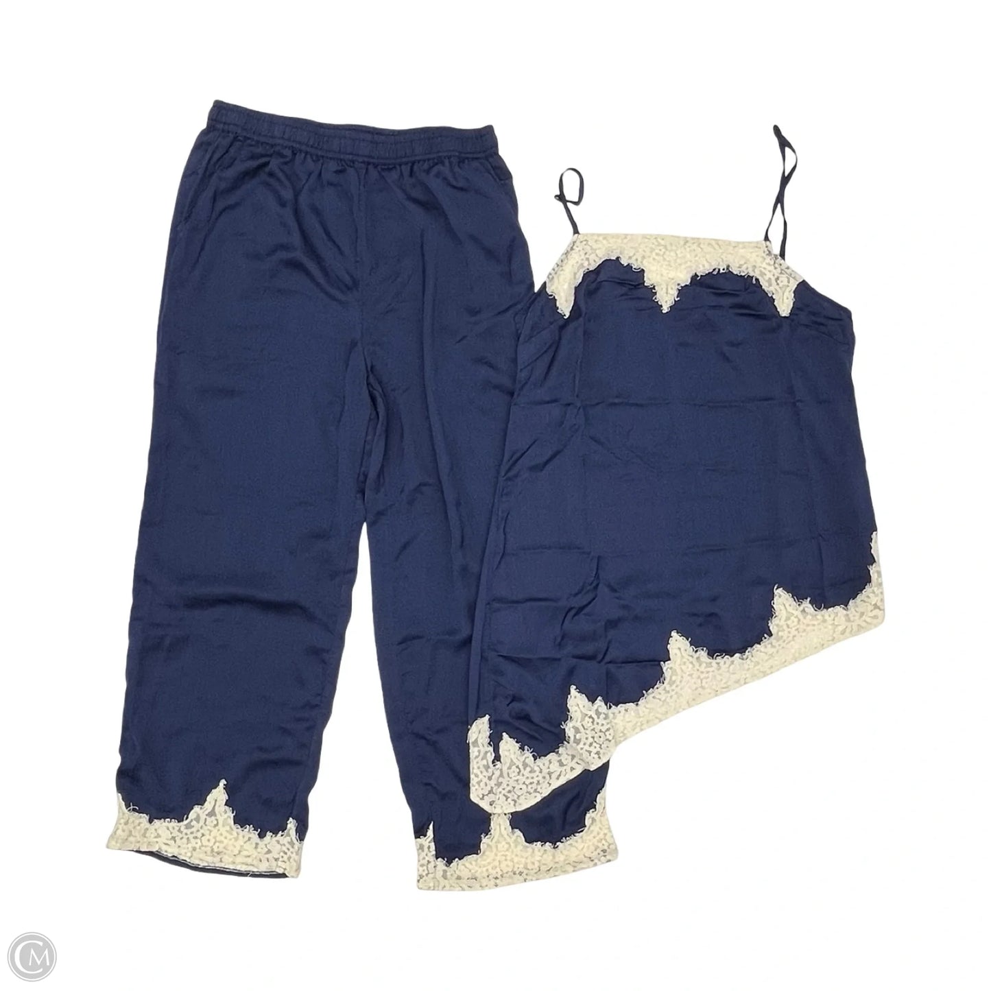 Pajamas 2pc By Anthropologie In Blue & Cream, Size: M