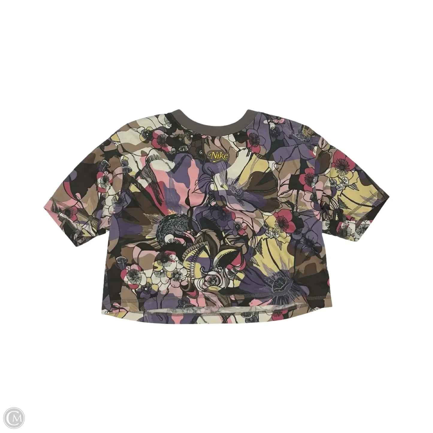 Athletic Top Short Sleeve By Nike Apparel In Floral Print, Size: S