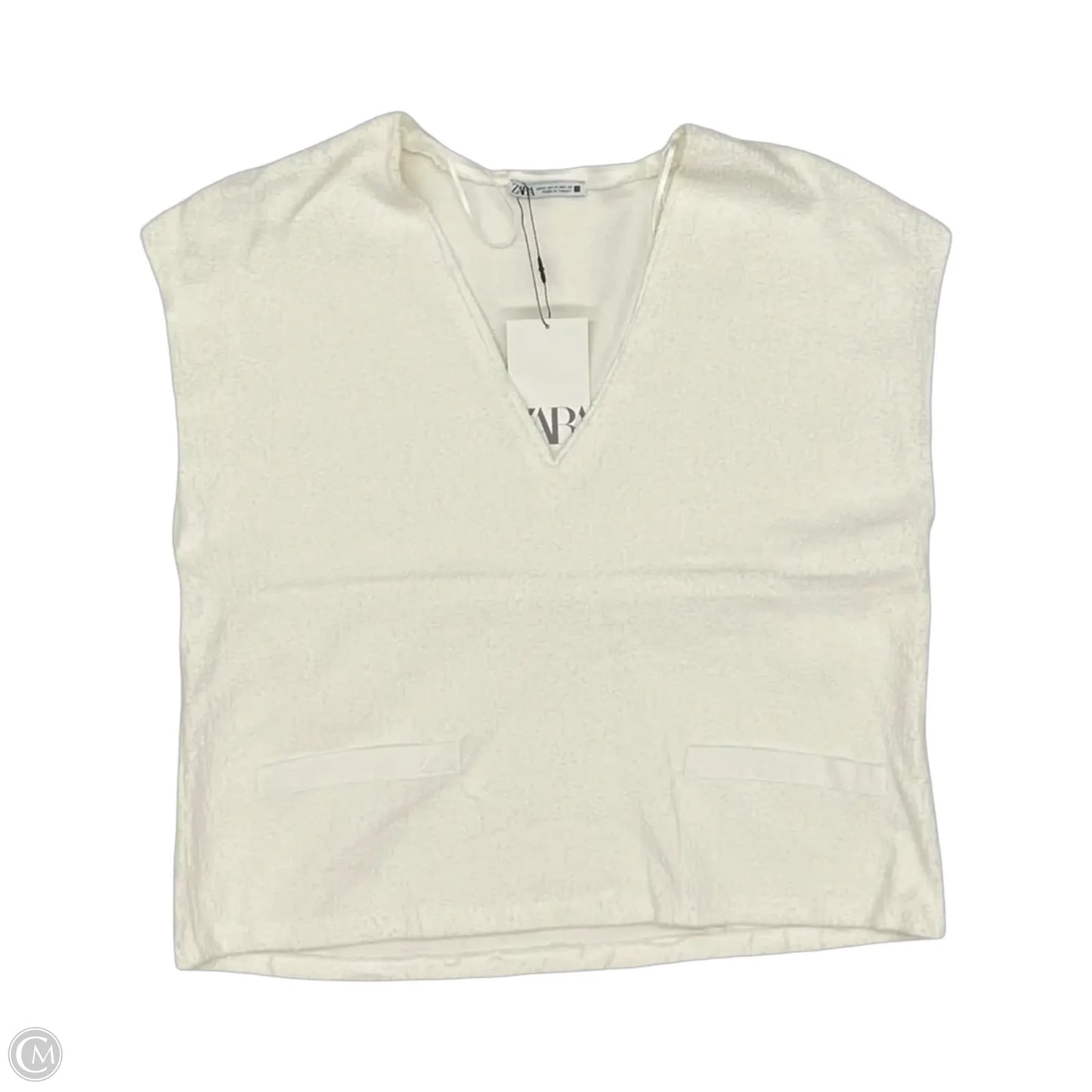 Top Short Sleeve By Zara In Cream, Size: M