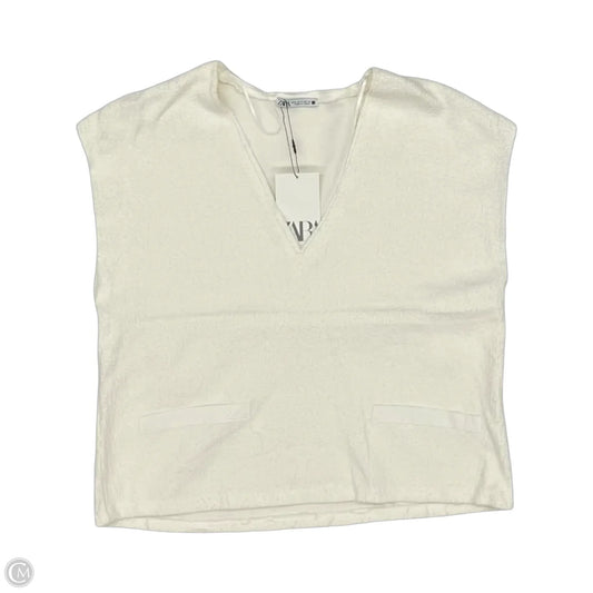 Top Short Sleeve By Zara In Cream, Size: M