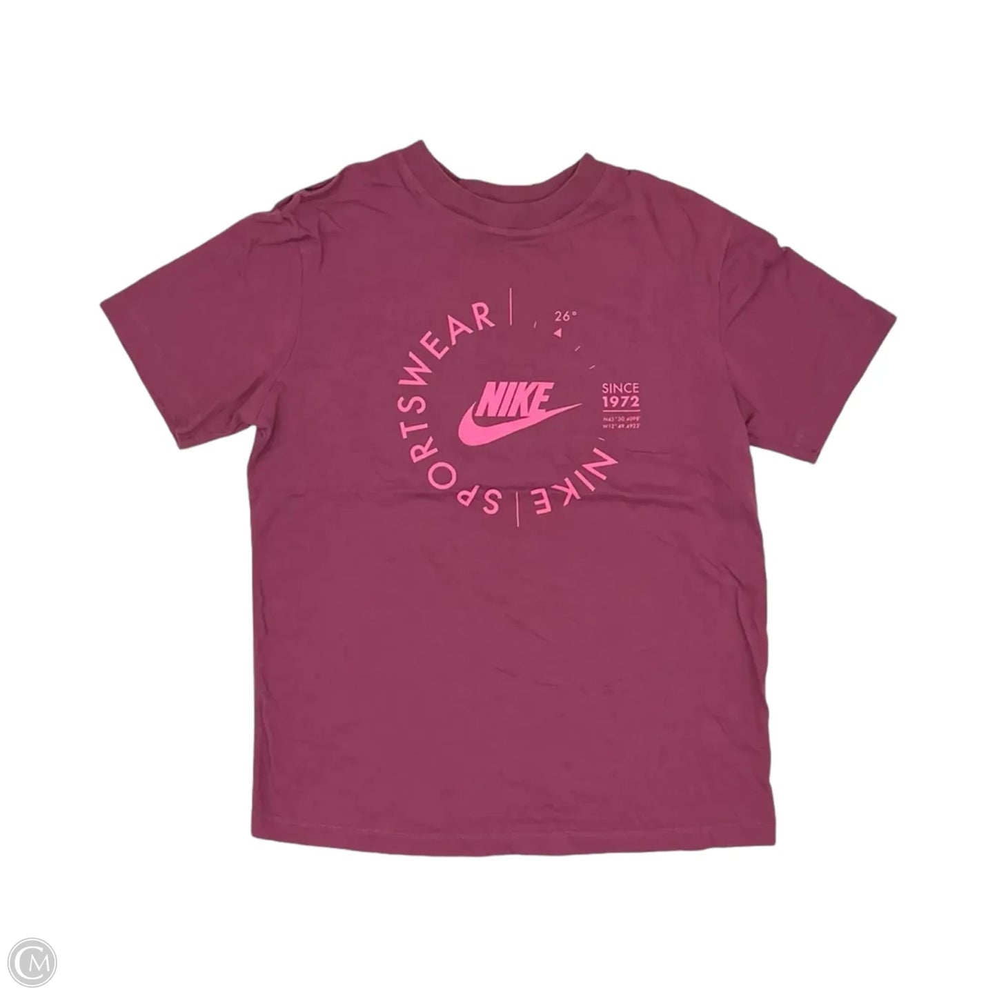 Athletic Top Short Sleeve By Nike Apparel In Maroon, Size: Xs