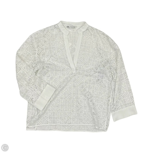 Blouse Long Sleeve By Zara In White, Size: M