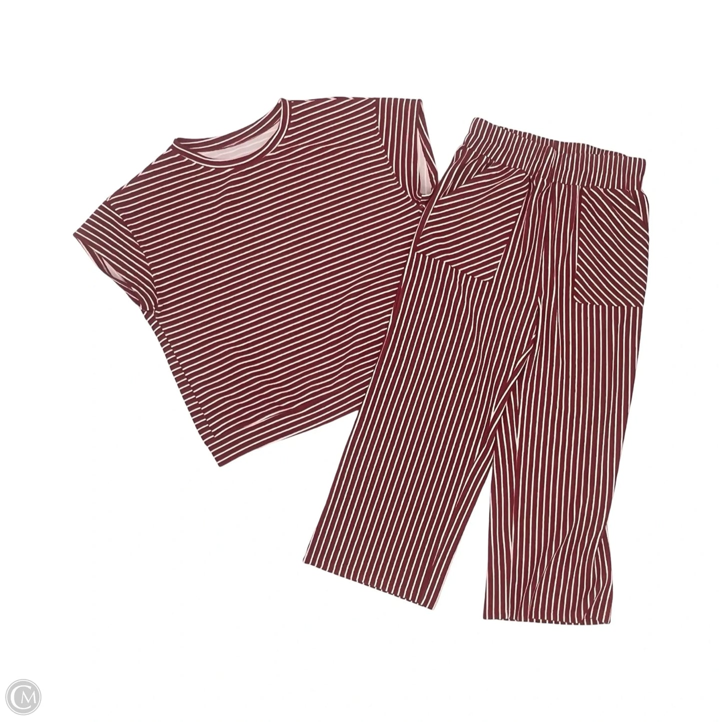 Pants Set 2pc By Cme In Cream & Red, Size: L