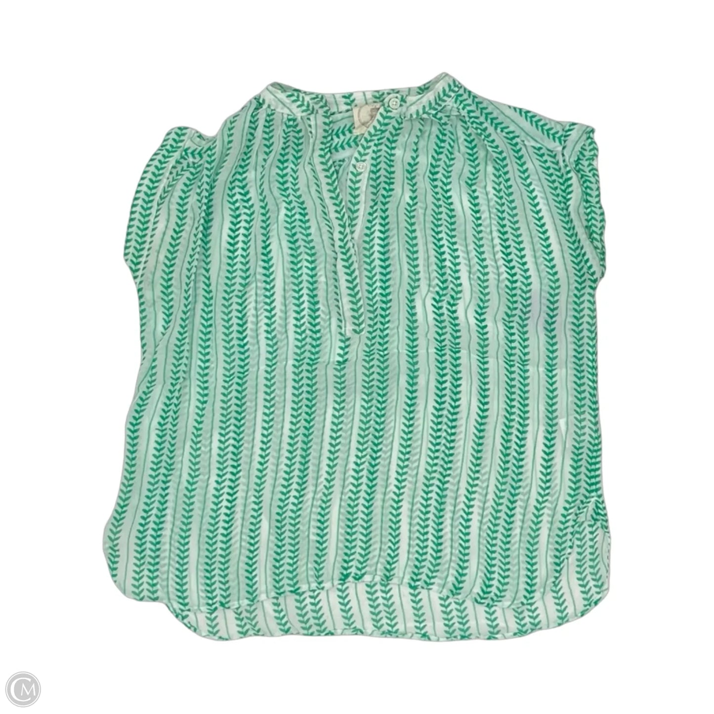 Blouse Short Sleeve By Clothes Mentor In Green & White, Size: Os