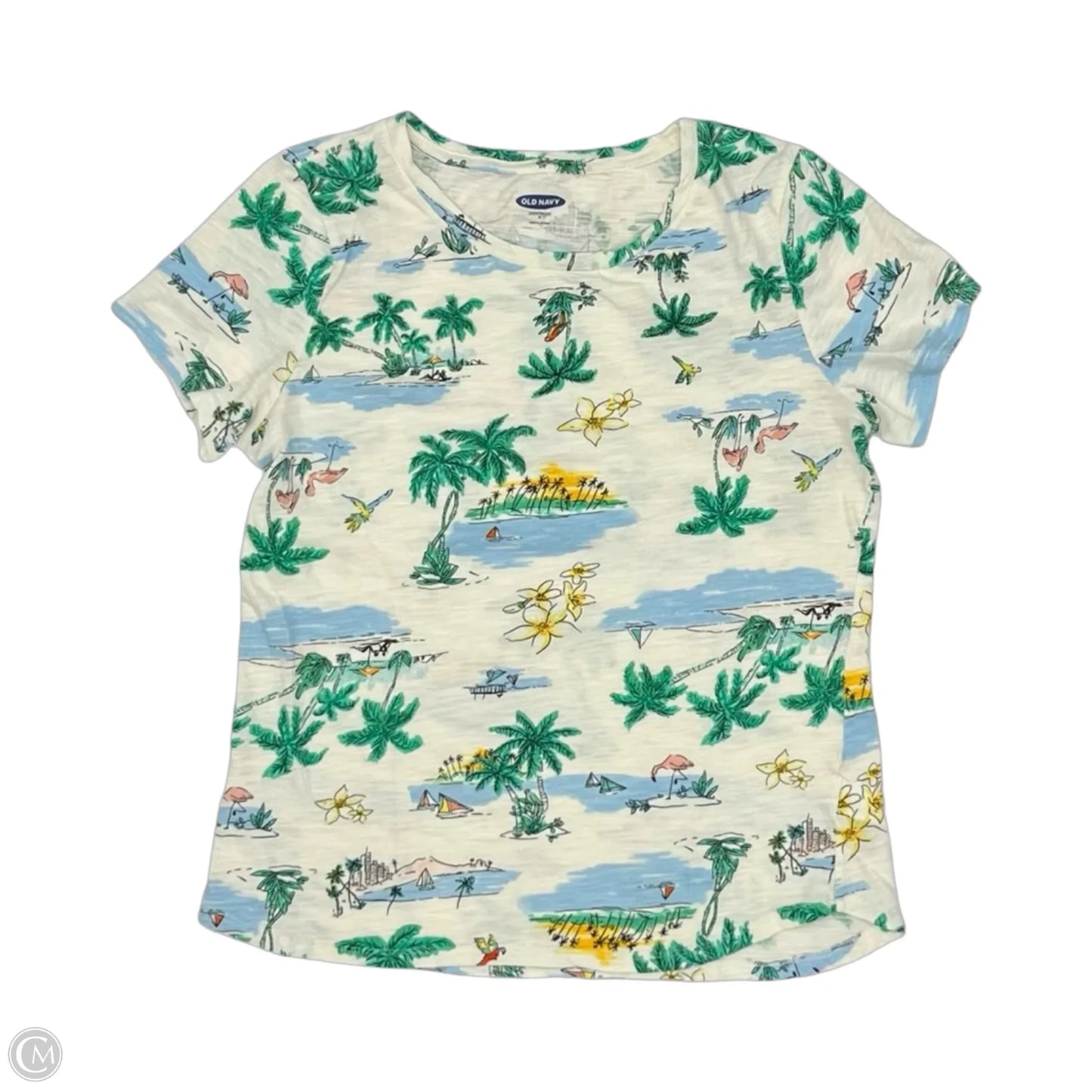Top Short Sleeve By Old Navy In Tropical Print, Size: S