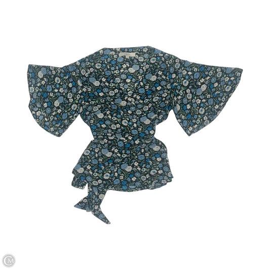 Blouse Short Sleeve By Loft In Black & Blue, Size: Xs