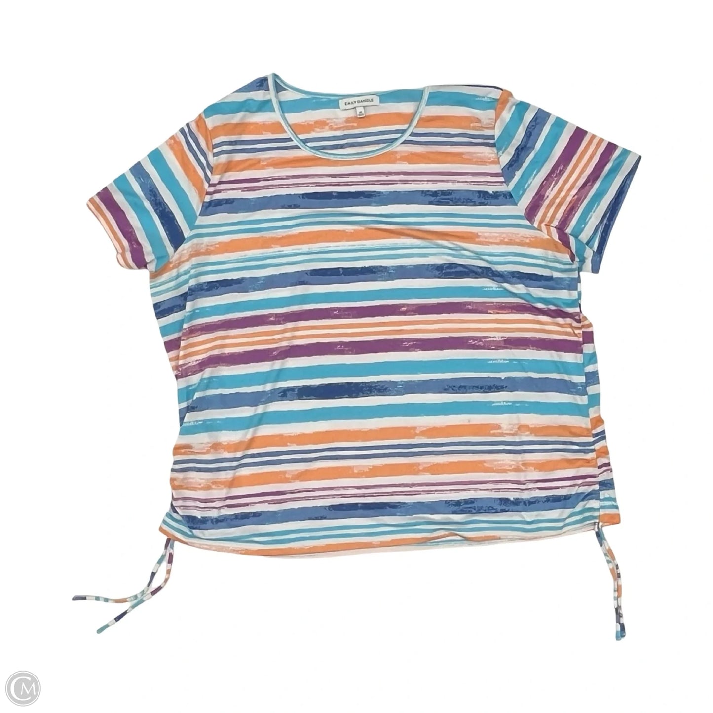 Top Short Sleeve By Emily Daniels In Striped Pattern, Size: 3x