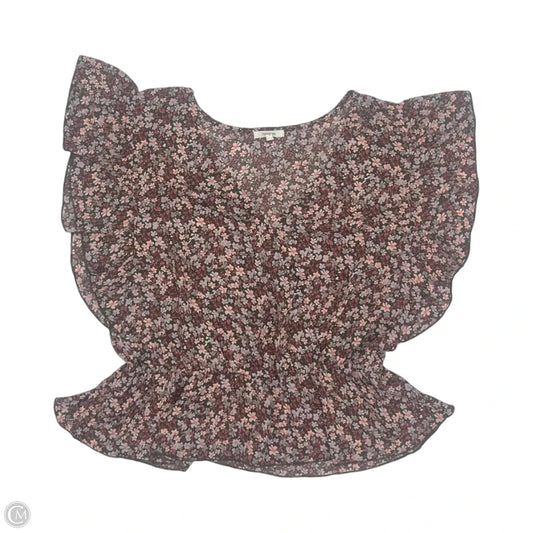 Blouse Short Sleeve By Maurices In Brown & Pink, Size: L