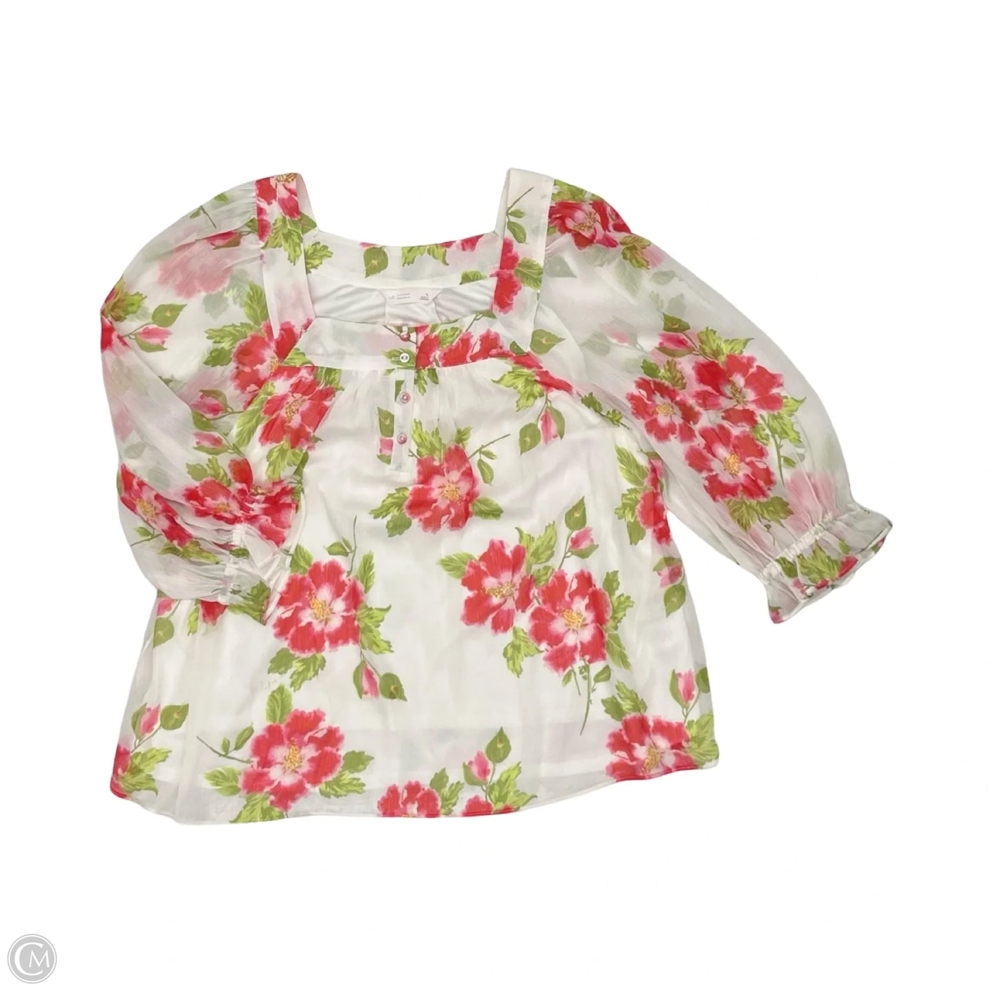 Blouse 3/4 Sleeve By Lc Lauren Conrad In Floral Print, Size: L