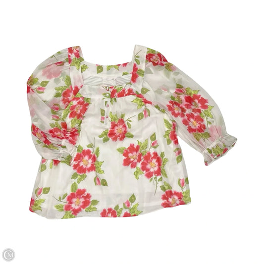 Blouse 3/4 Sleeve By Lc Lauren Conrad In Floral Print, Size: L