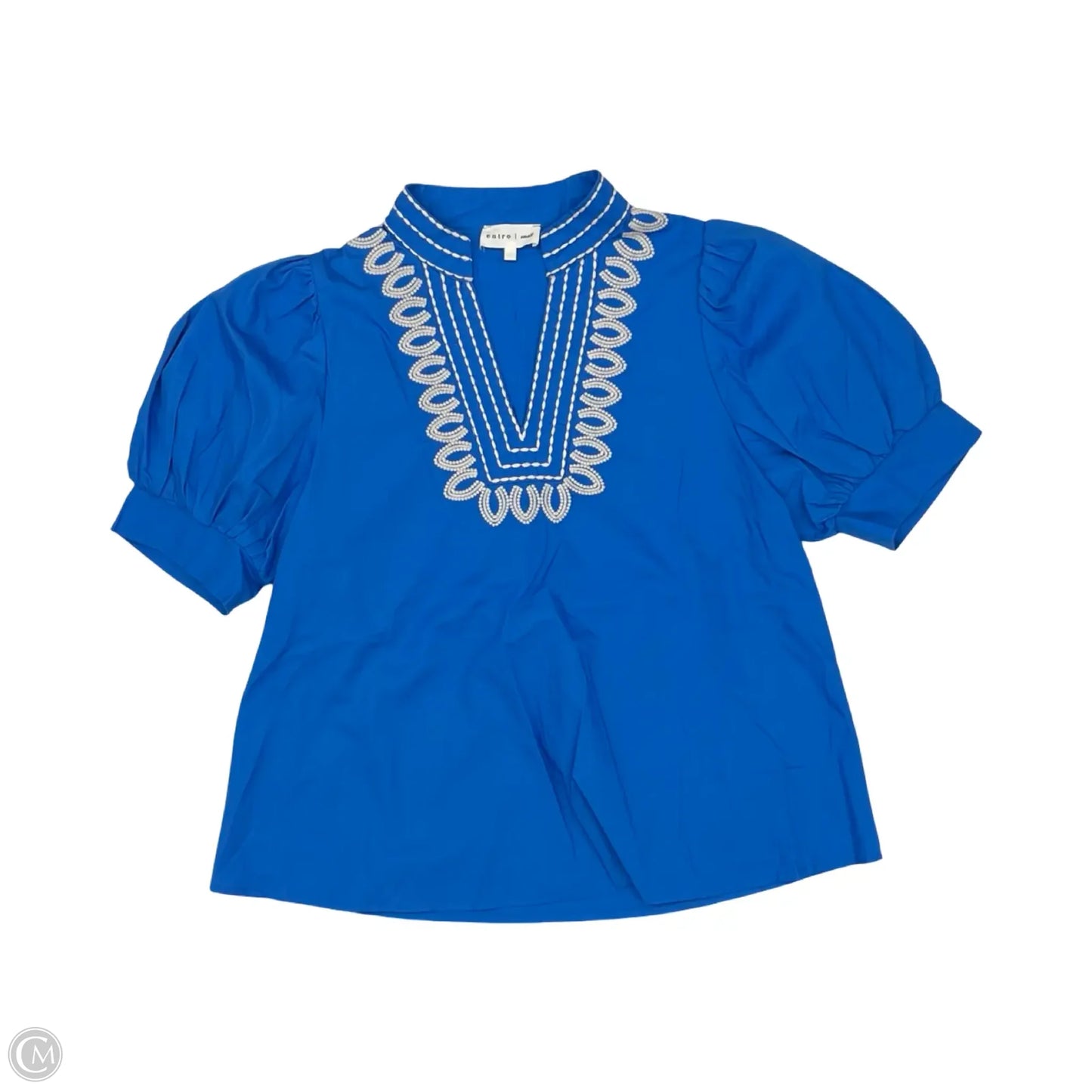 Blouse Short Sleeve By Entro In Blue, Size: S