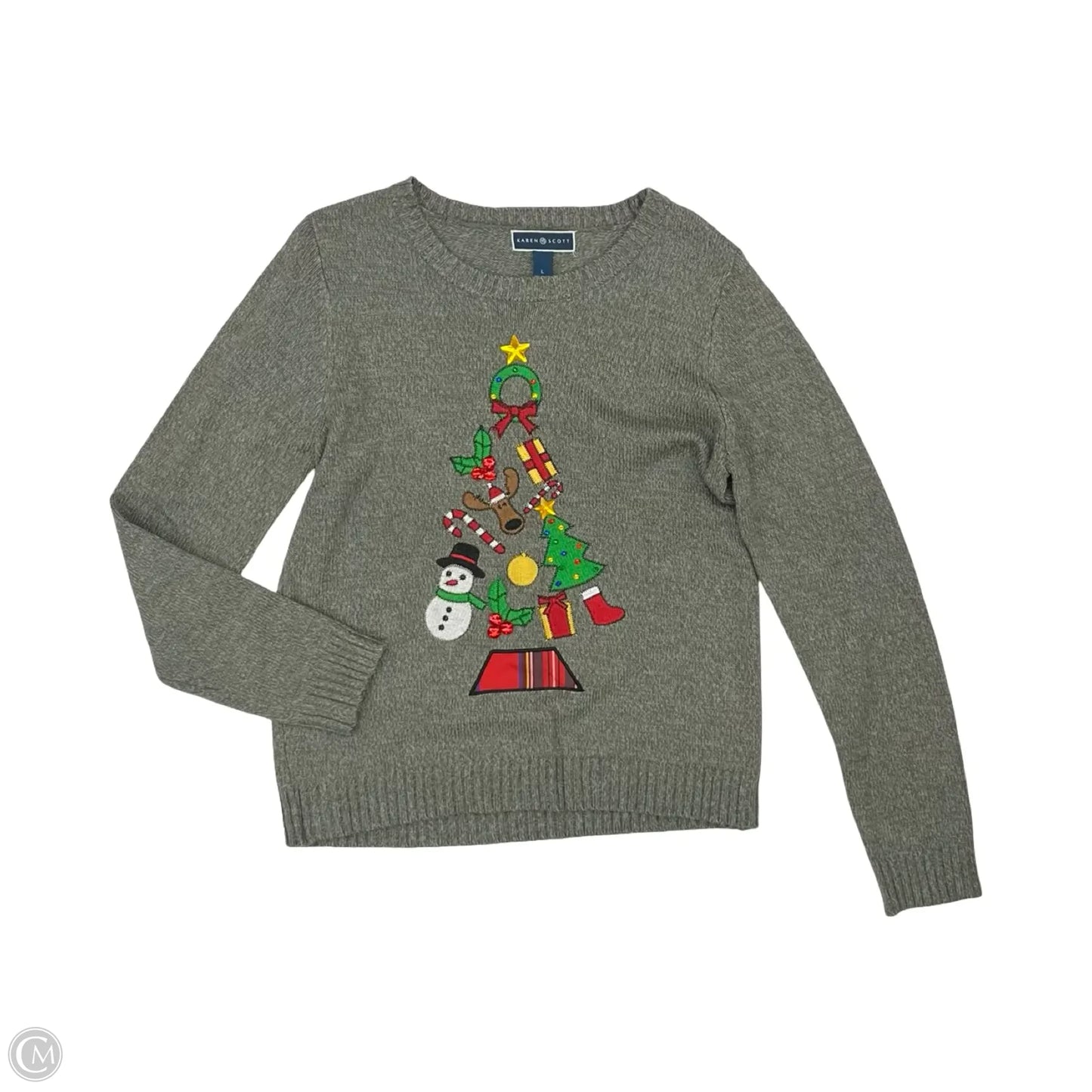 Sweater By Karen Scott In Grey, Size: L