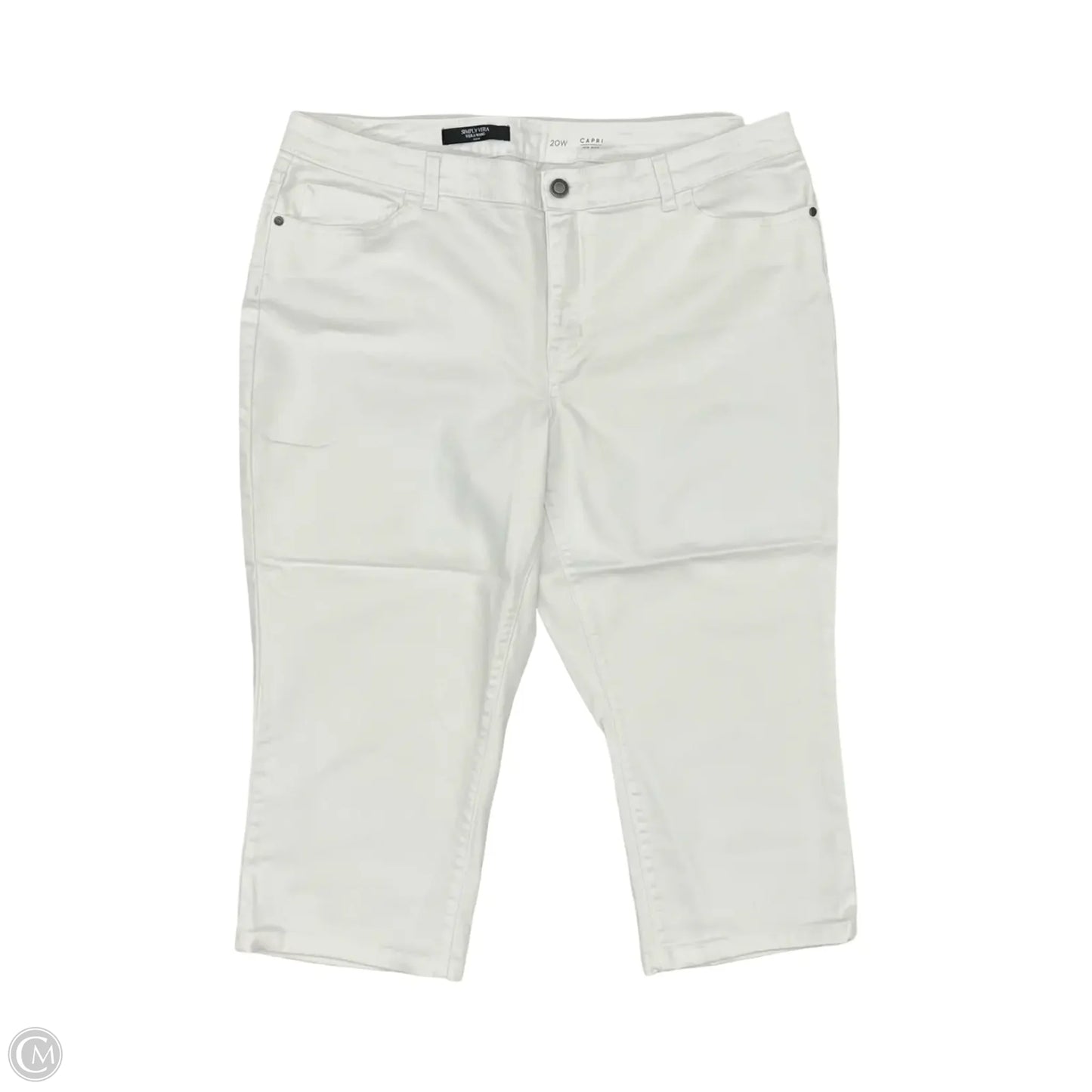 Jeans Cropped By Simply Vera In White Denim, Size: 20w