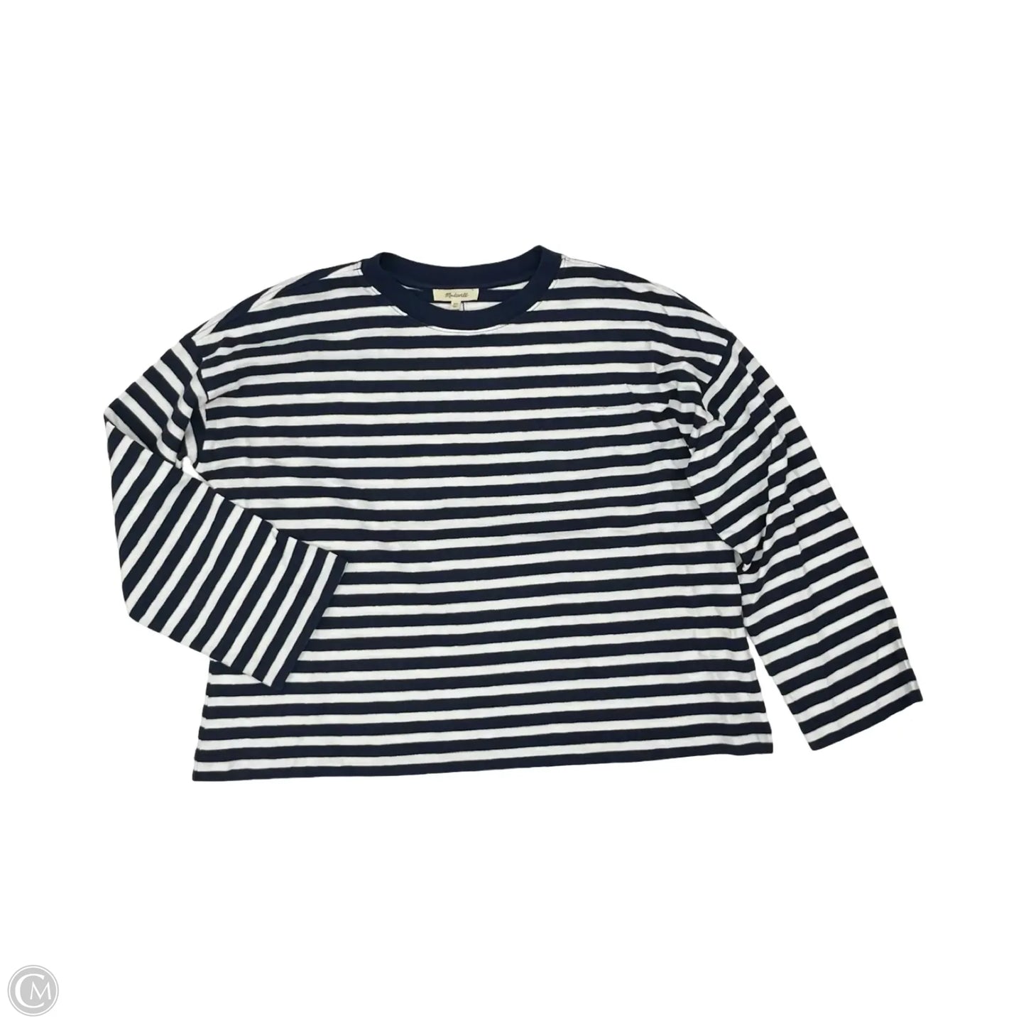 Top Long Sleeve By Madewell In Blue & White, Size: Xs