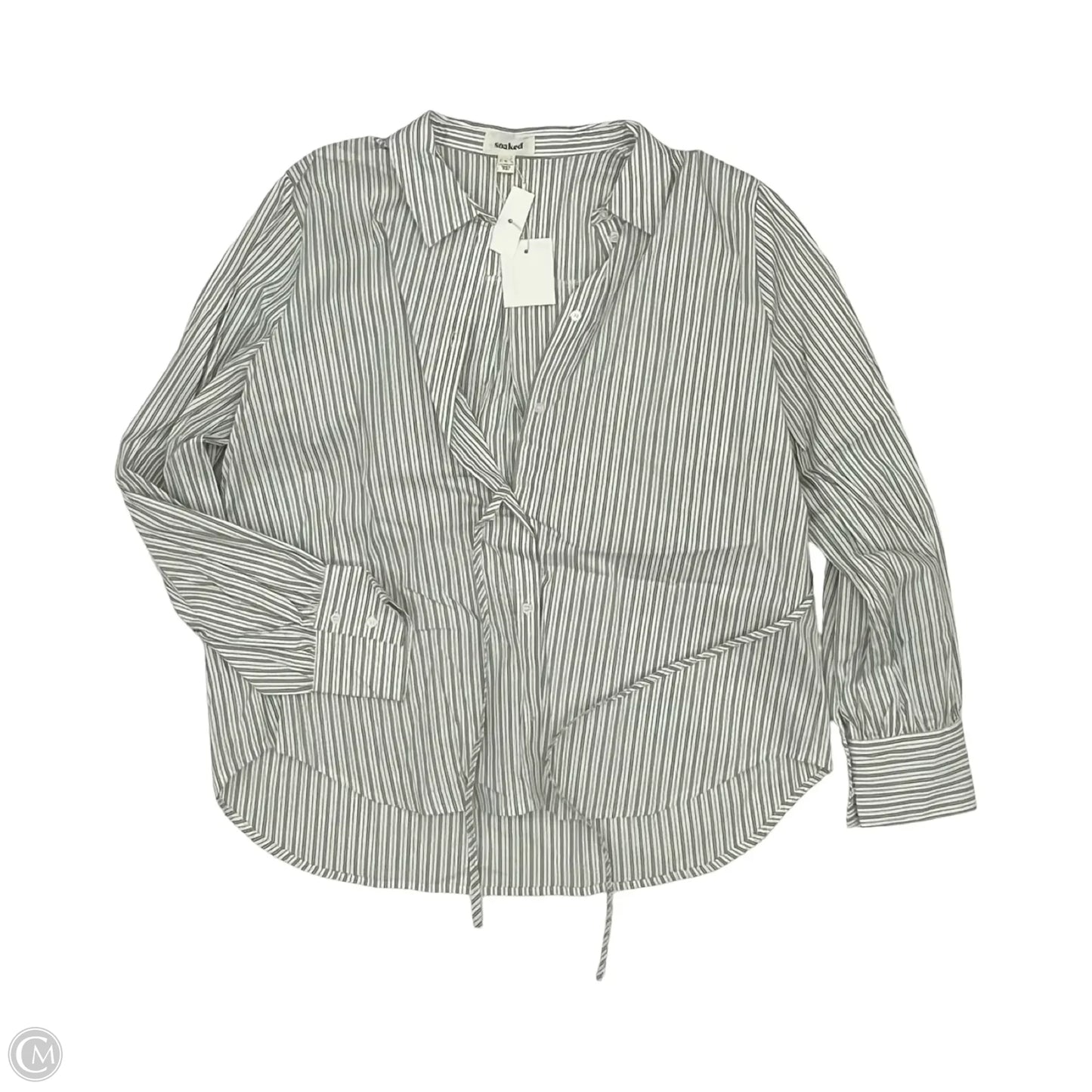 Blouse Long Sleeve By Cmc In Green & White, Size: Xl