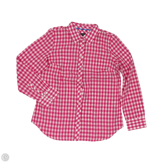 Blouse Long Sleeve By Talbots In Pink & White, Size: M