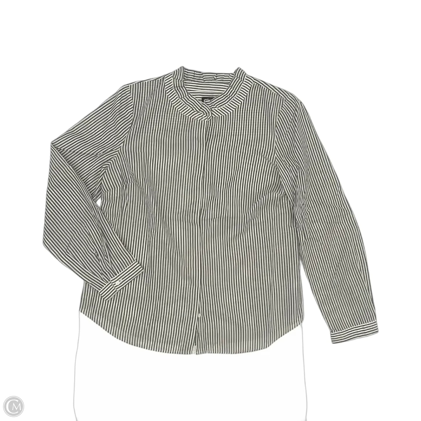 Blouse Long Sleeve By Talbots In Green & White, Size: M