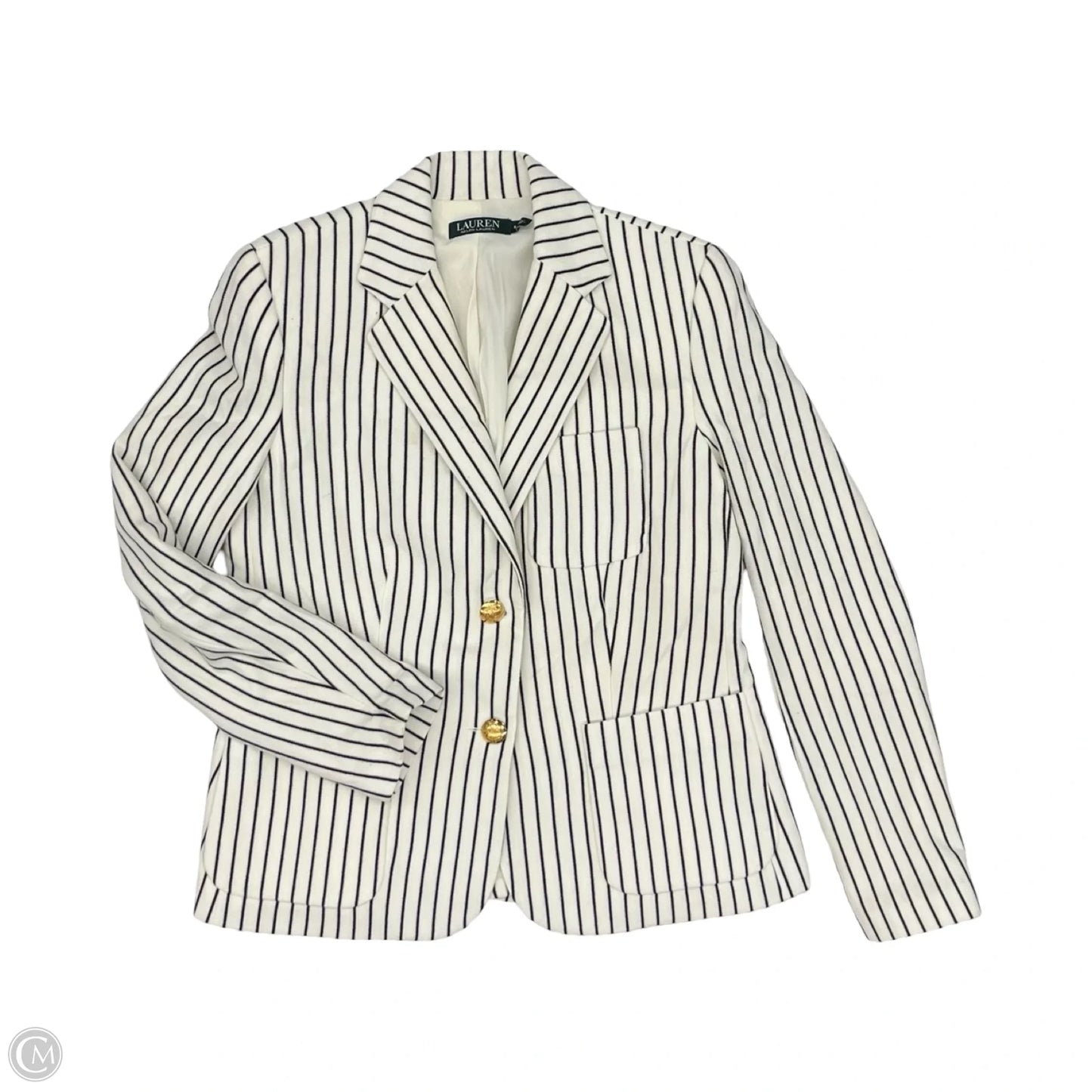 Blazer By Ralph Lauren In Blue & Cream, Size: M