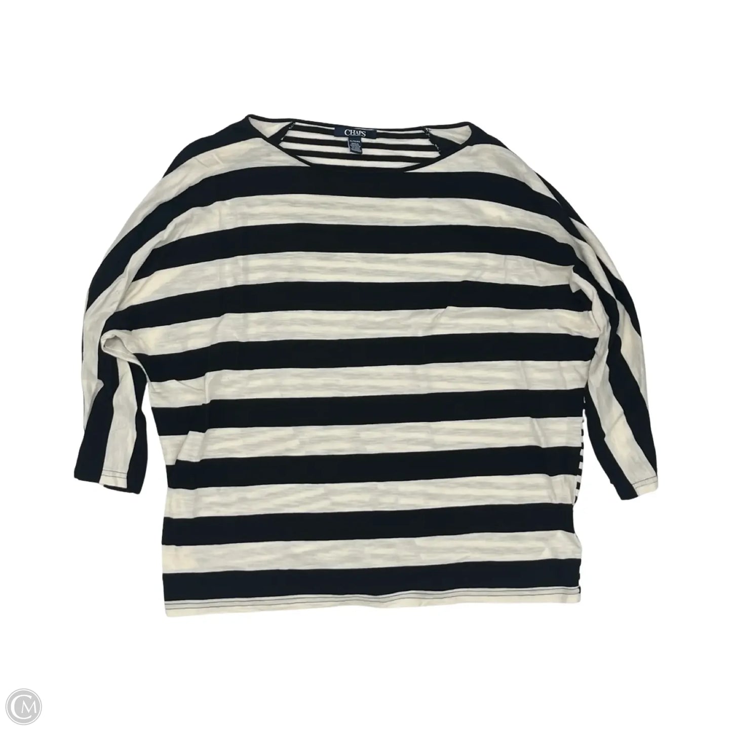 Top 3/4 Sleeve By Chaps In Black & Cream, Size: Xl