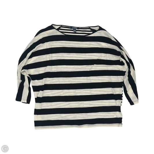 Top 3/4 Sleeve By Chaps In Black & Cream, Size: Xl