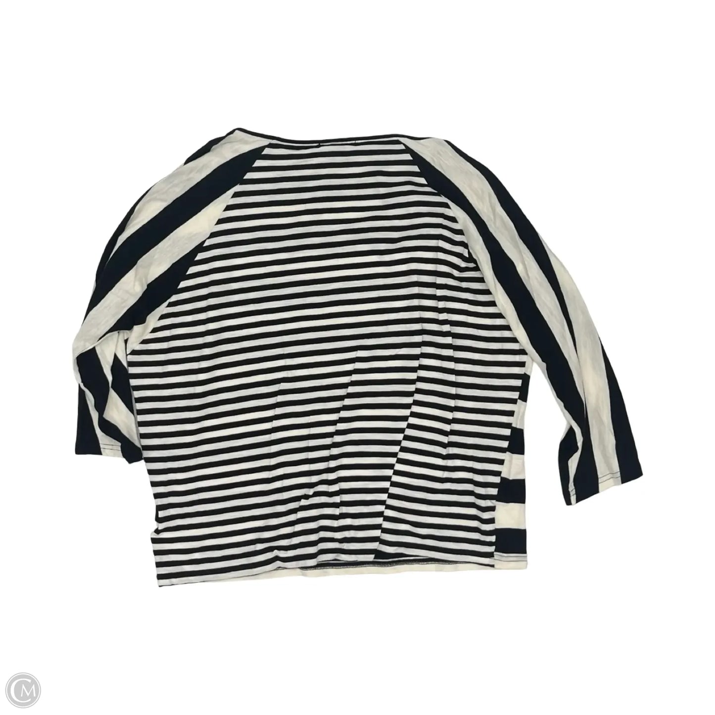 Top 3/4 Sleeve By Chaps In Black & Cream, Size: Xl