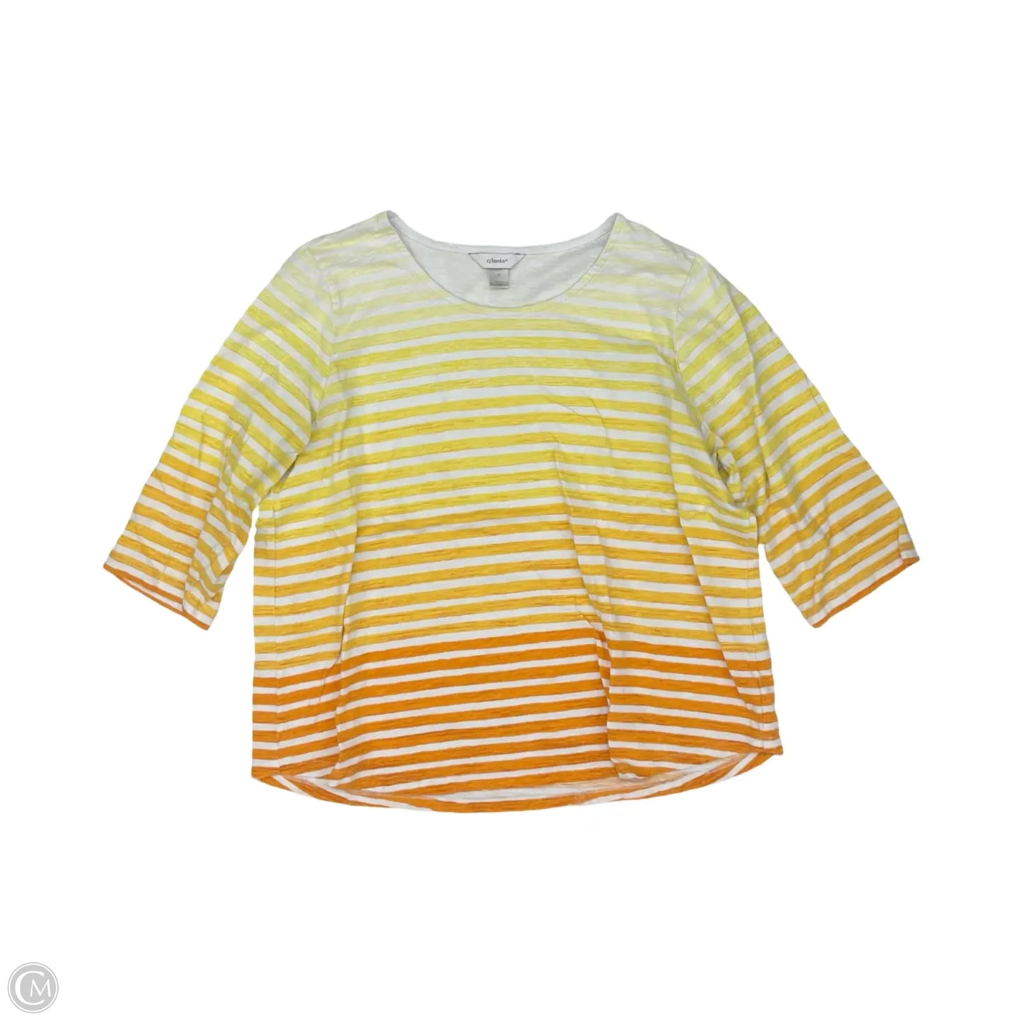 Top 3/4 Sleeve By Cj Banks In Orange & Yellow, Size: 1x